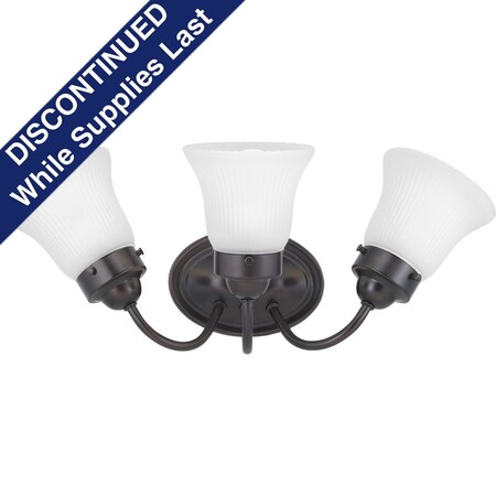 Progress Lighting Fluted Glass Collection Three-Light Bath & Vanity P3289-20ET